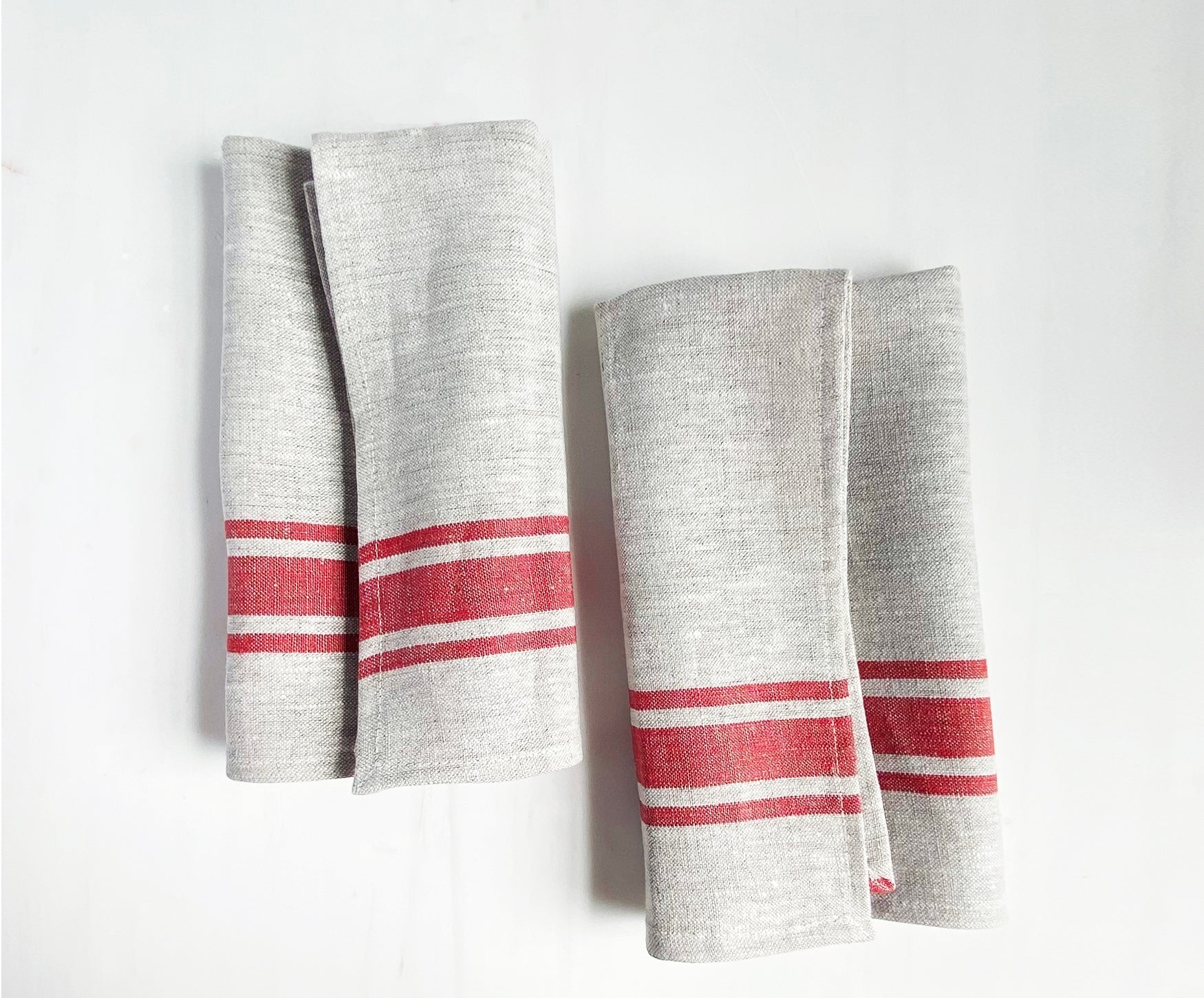 Bistro Linen Napkins- Set of 2 - celina mancurti - napkins - -Red Stripes
