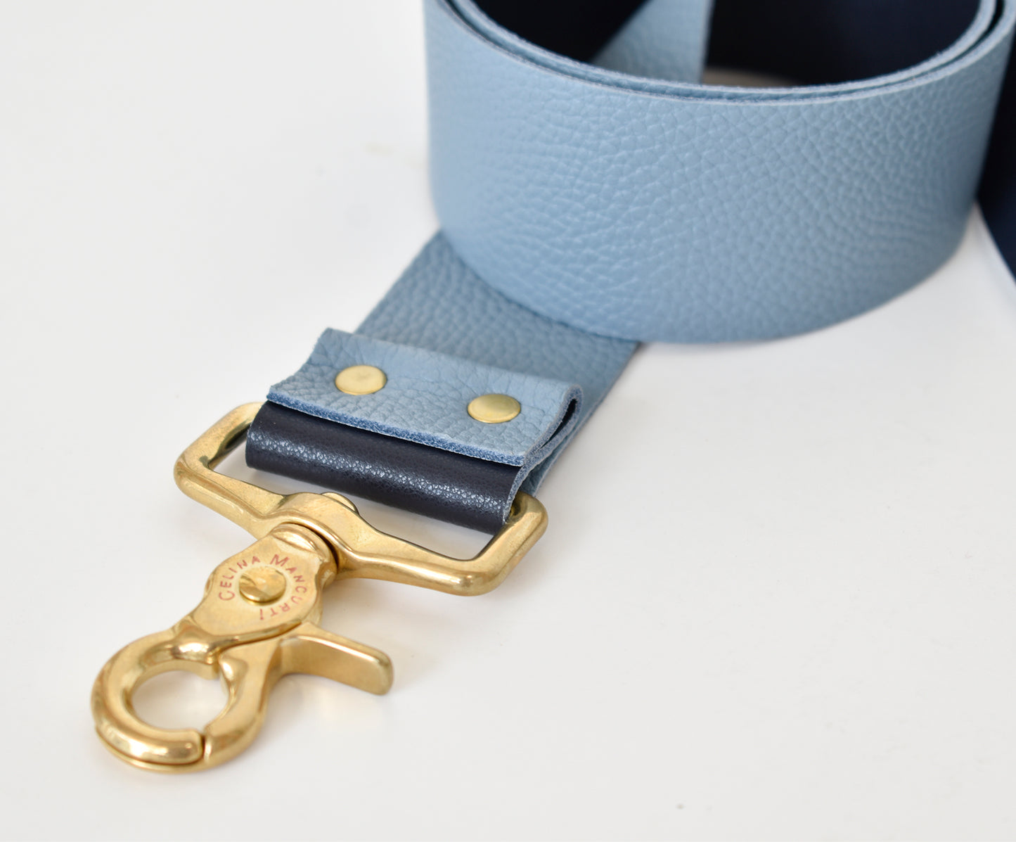 Black SMALL Tote Bag with Leather Strap - Denim/Navy