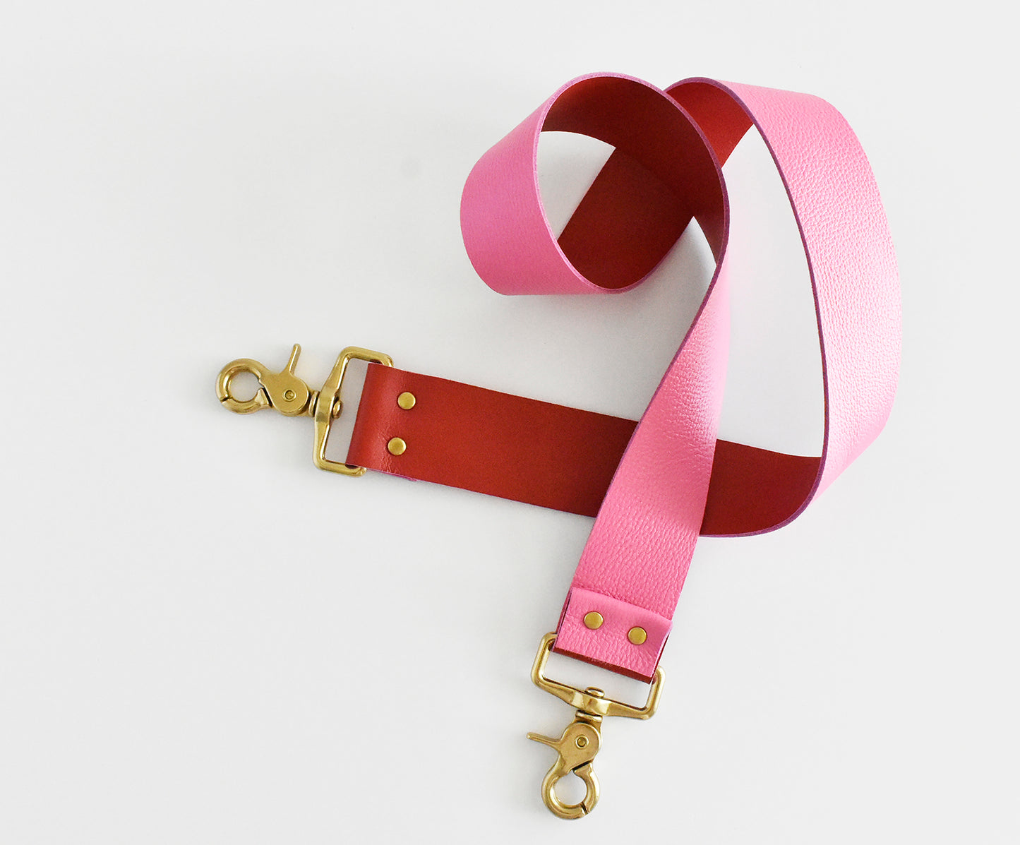 Black Tote Bag with Leather Strap - Pink/Red