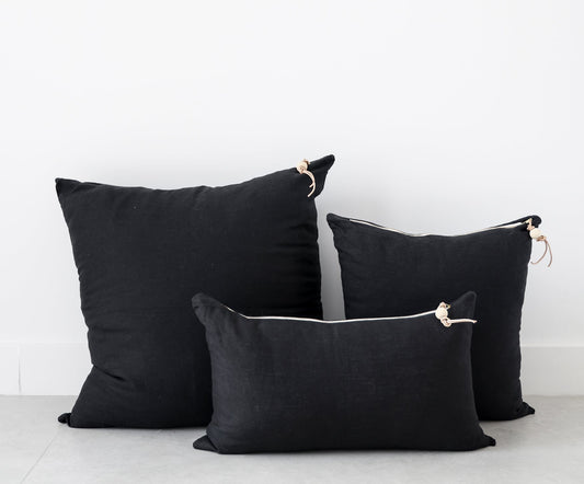 Black Washed Linen Pillow