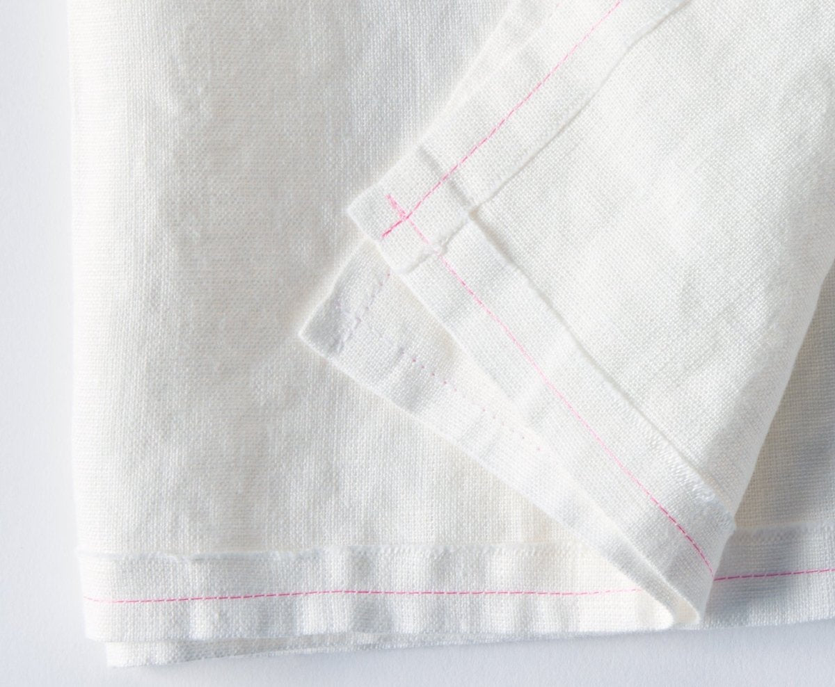 Delicious Off-white Linen Napkin- Pink stitching - Set of 2 - celina mancurti - napkins - -delicious