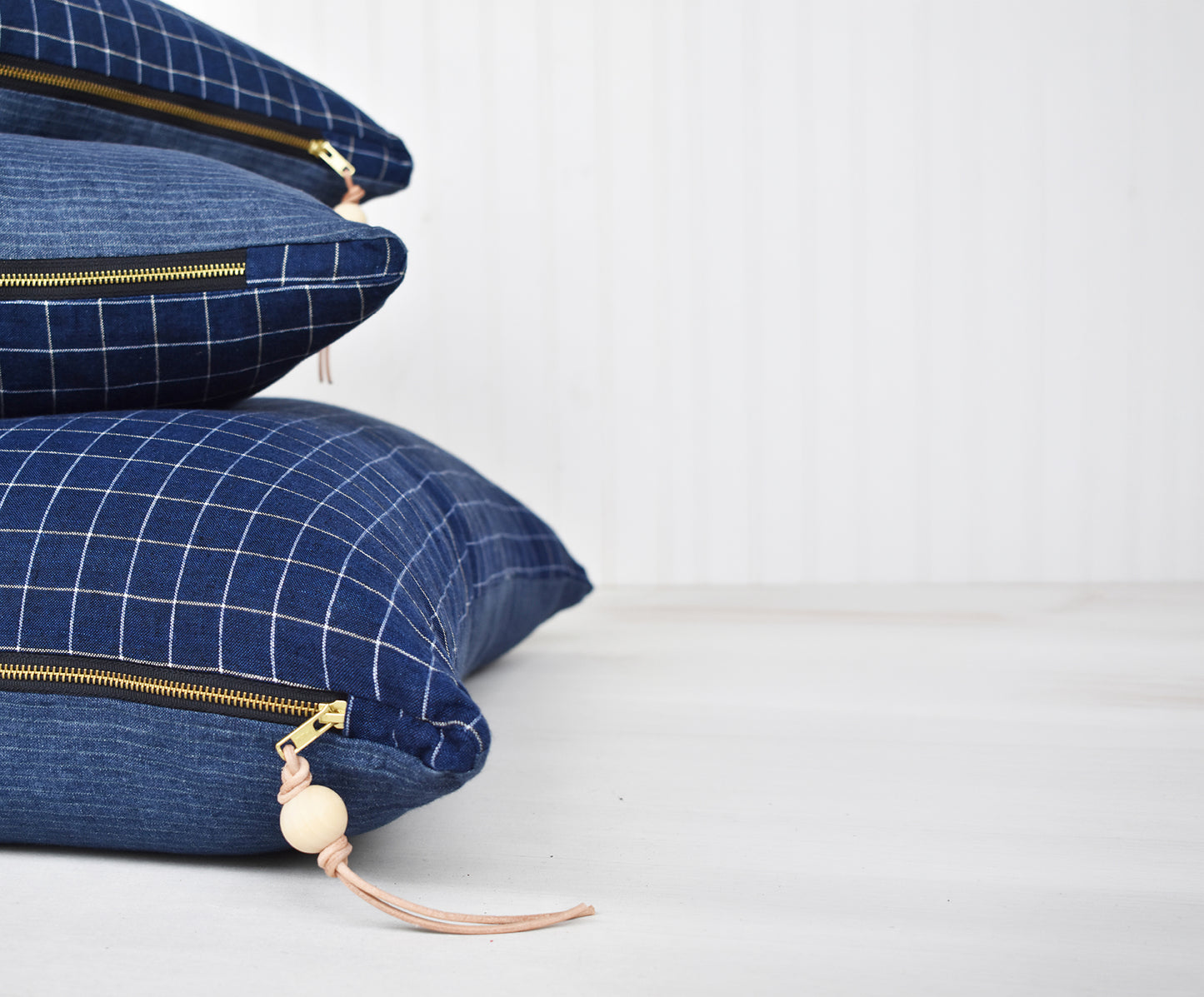 Double-Sided Plaid & Stripe Linen Pillow