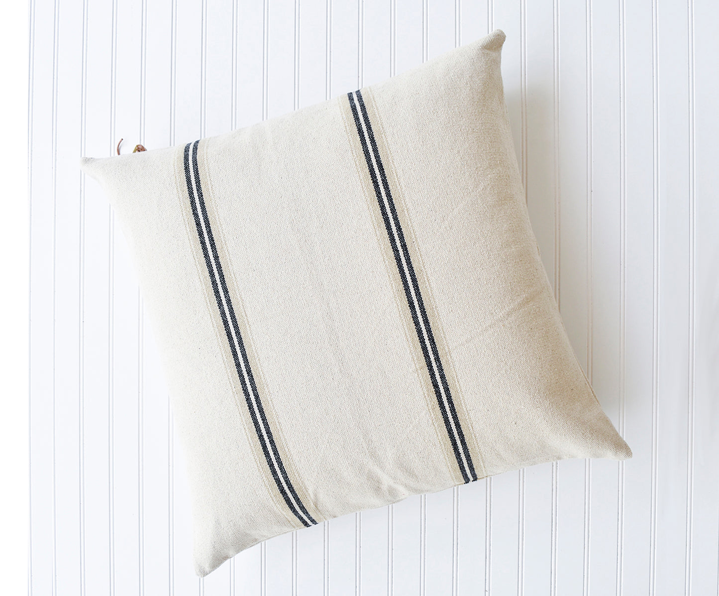 French Cotton Pillow with Black Stripes