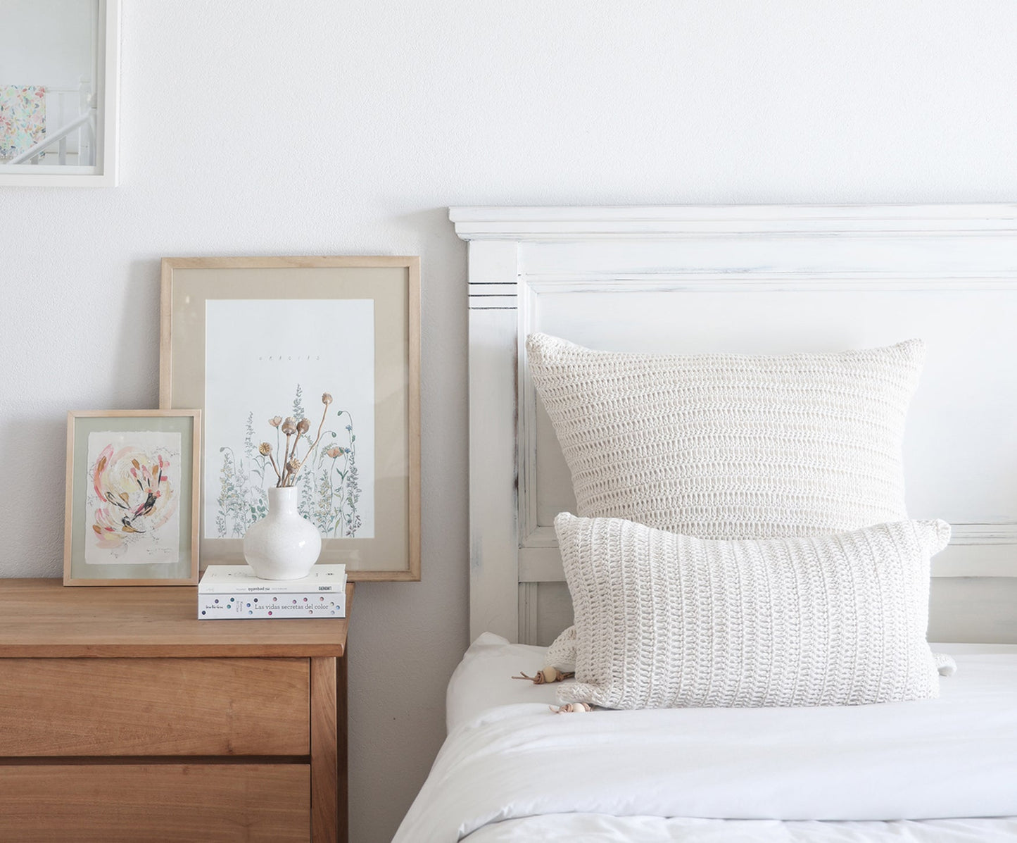 Hand-Crocheted Ivory Pillow