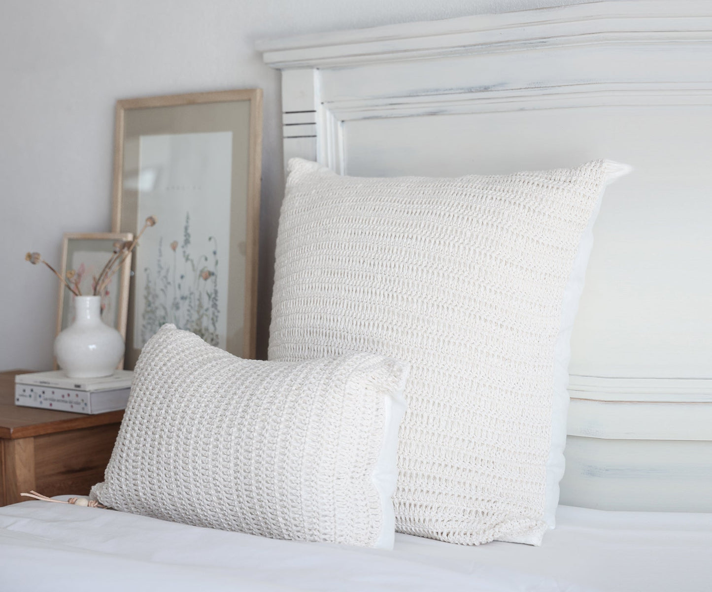 Hand-Crocheted Ivory Pillow