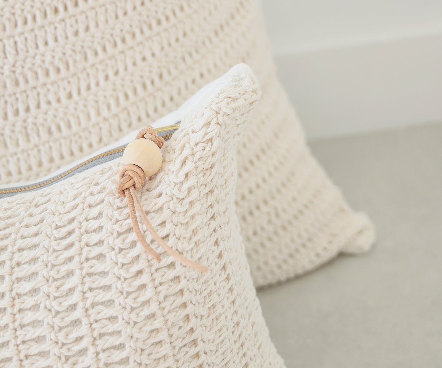 Hand-Crocheted Ivory Pillow