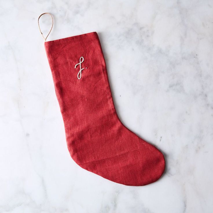 Hand-Embroidered Linen Stocking