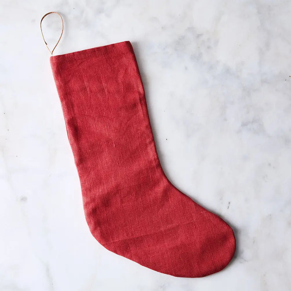 Hand-Embroidered Linen Stocking