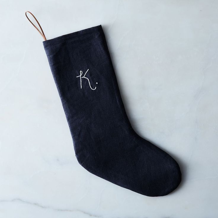 Hand-Embroidered Linen Stocking