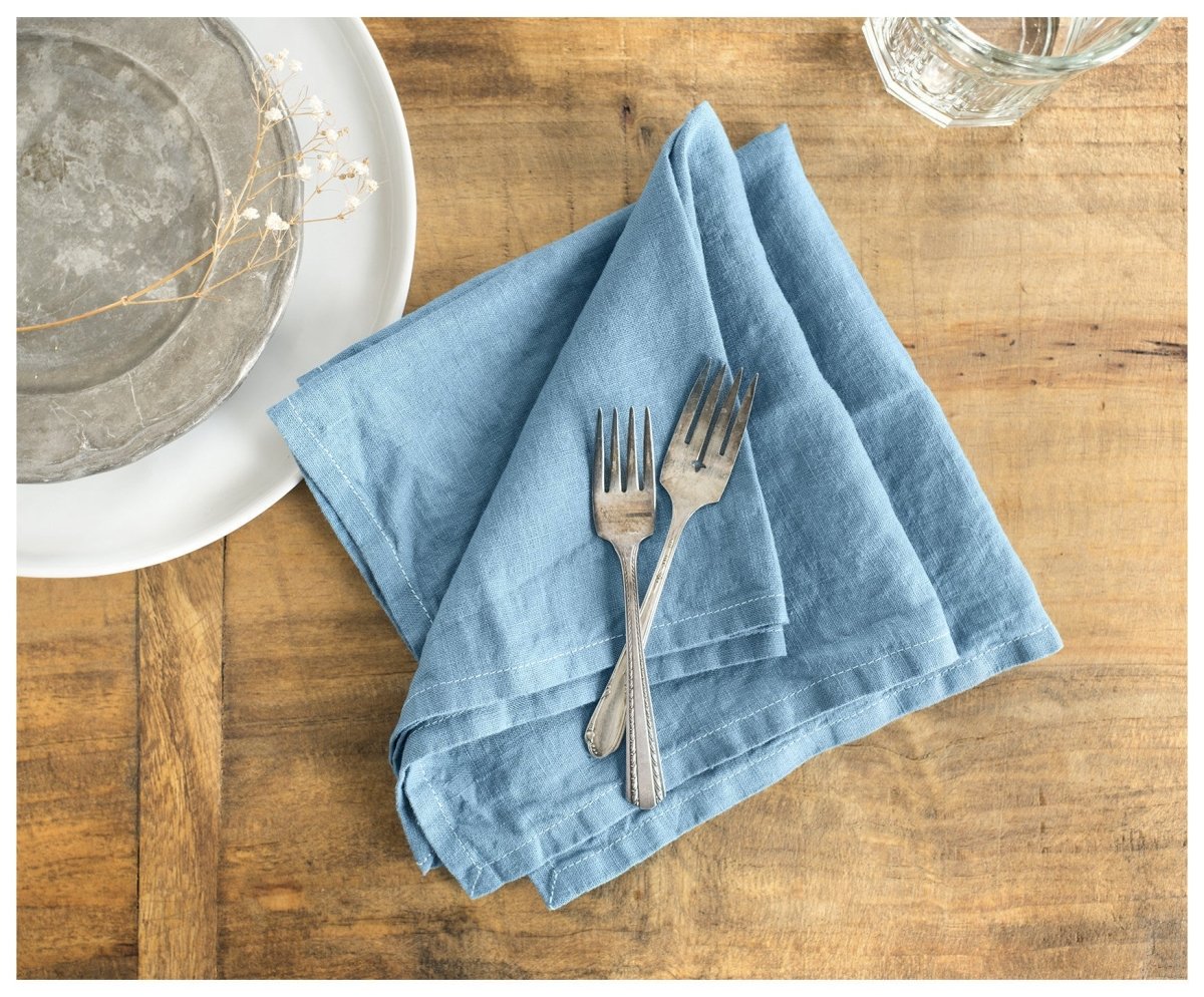 Indigo Linen Napkins- Set of 2 - celina mancurti - napkins - -set of 2