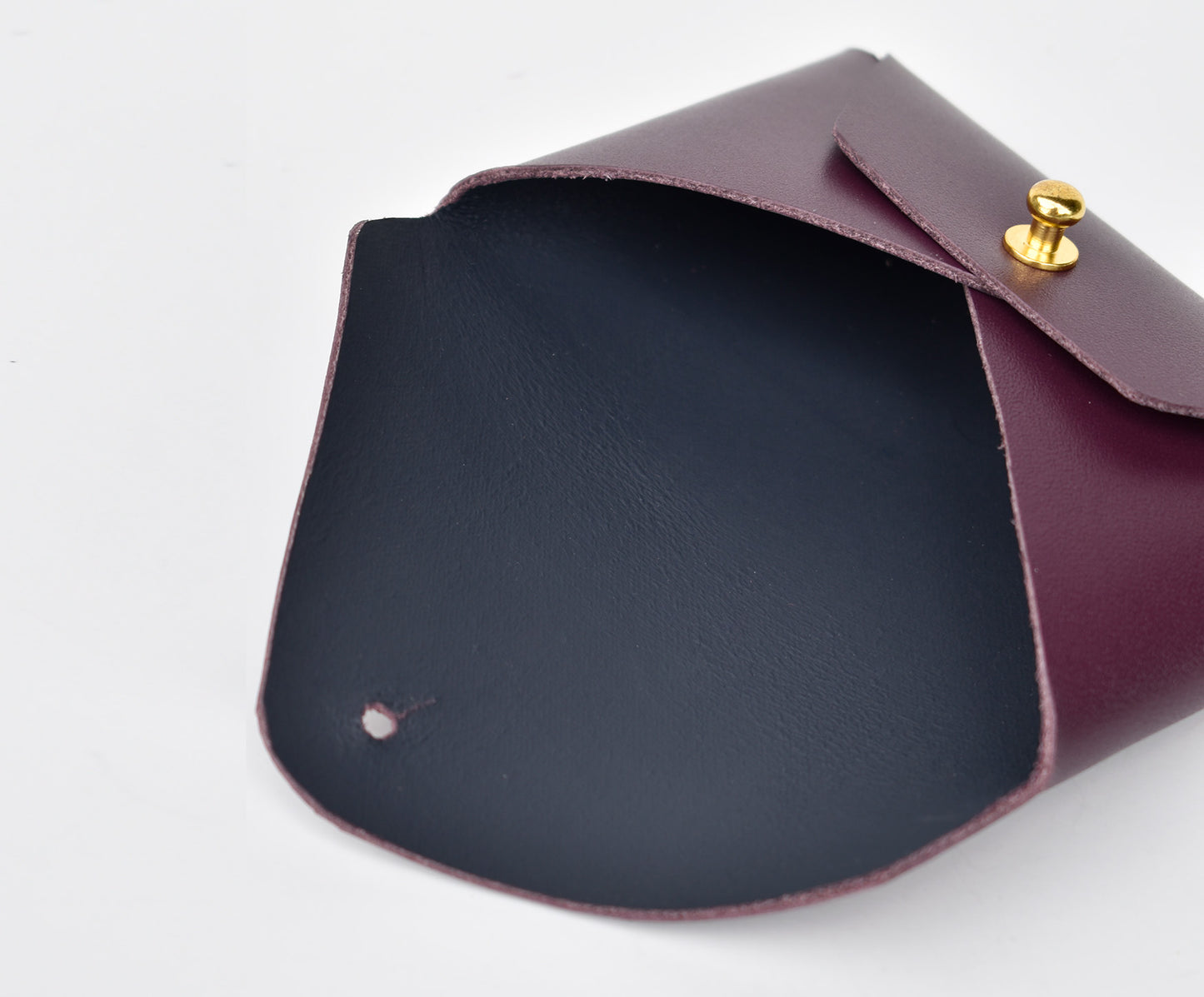Leather Card Holder- Cherry & Navy Inside