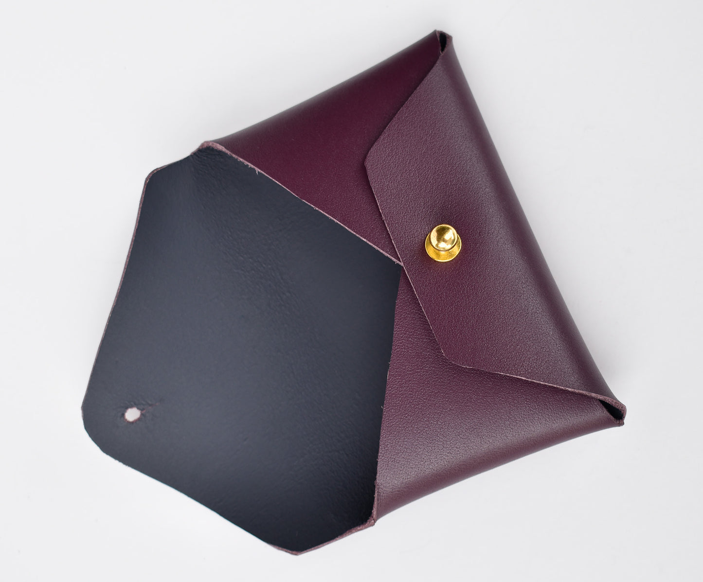 Leather Card Holder- Cherry & Navy Inside