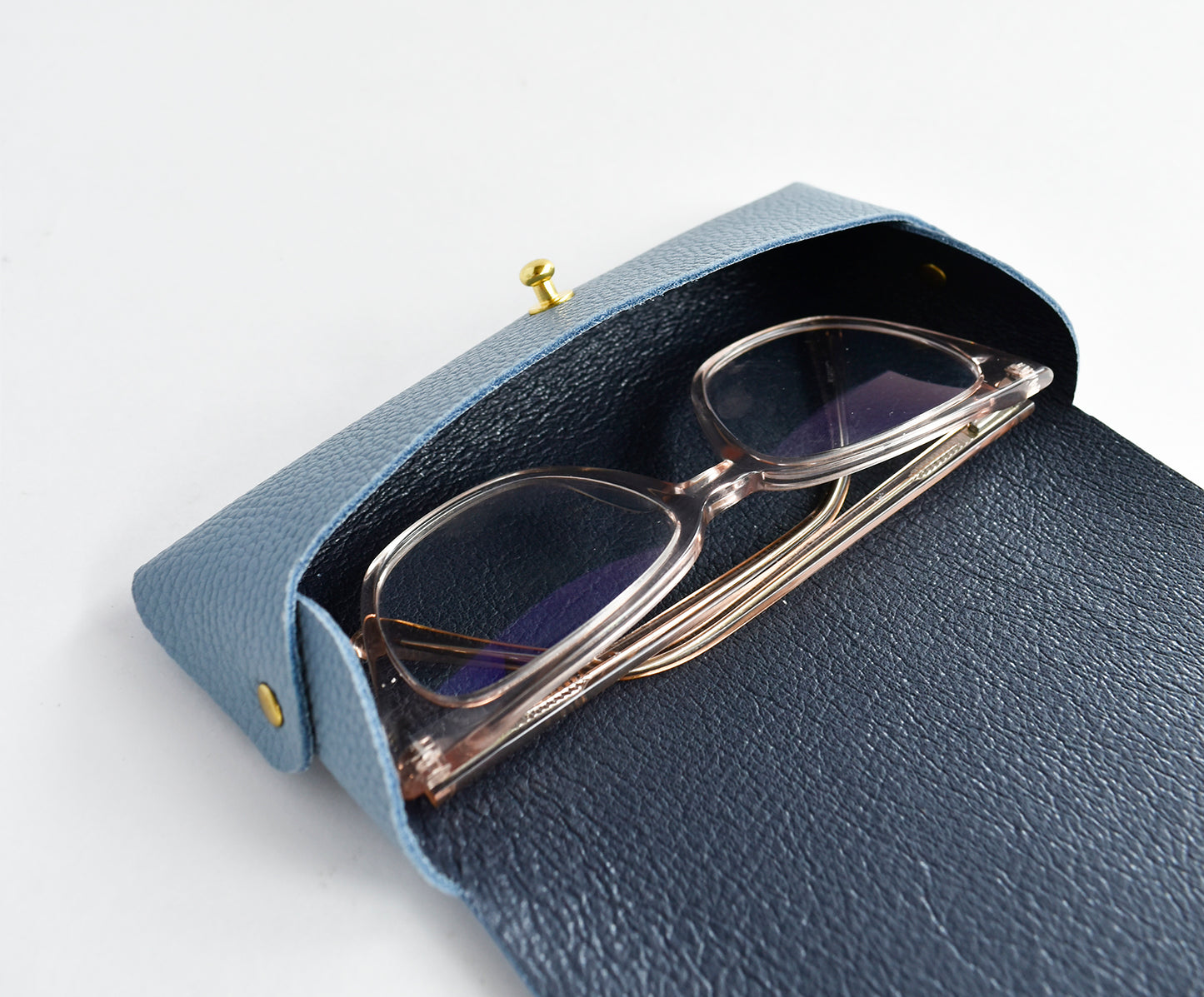 Leather Eyeglasses Case- DENIM