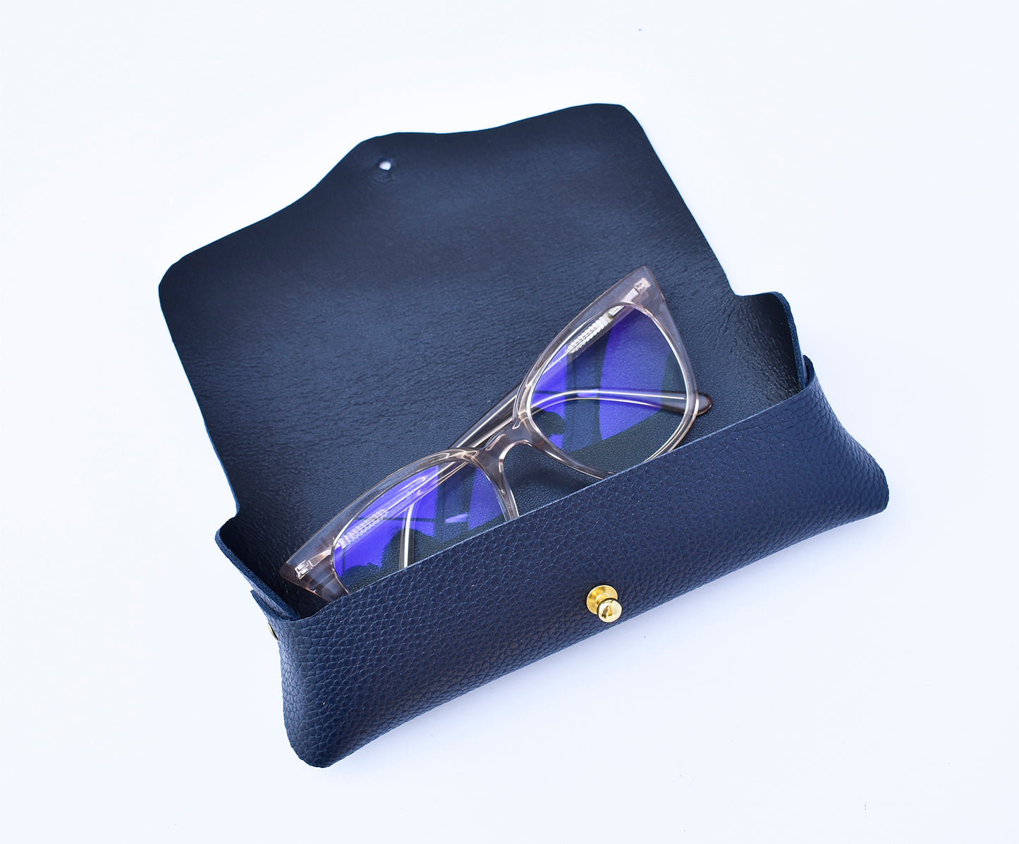 Leather Eyeglasses Case- NAVY