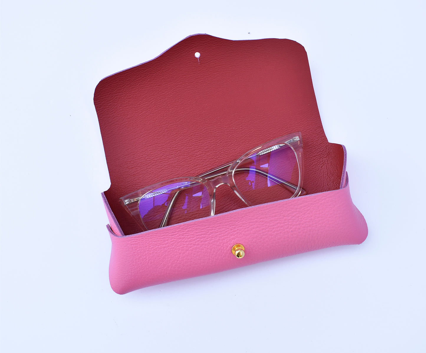 Leather Eyeglasses Case- PINK