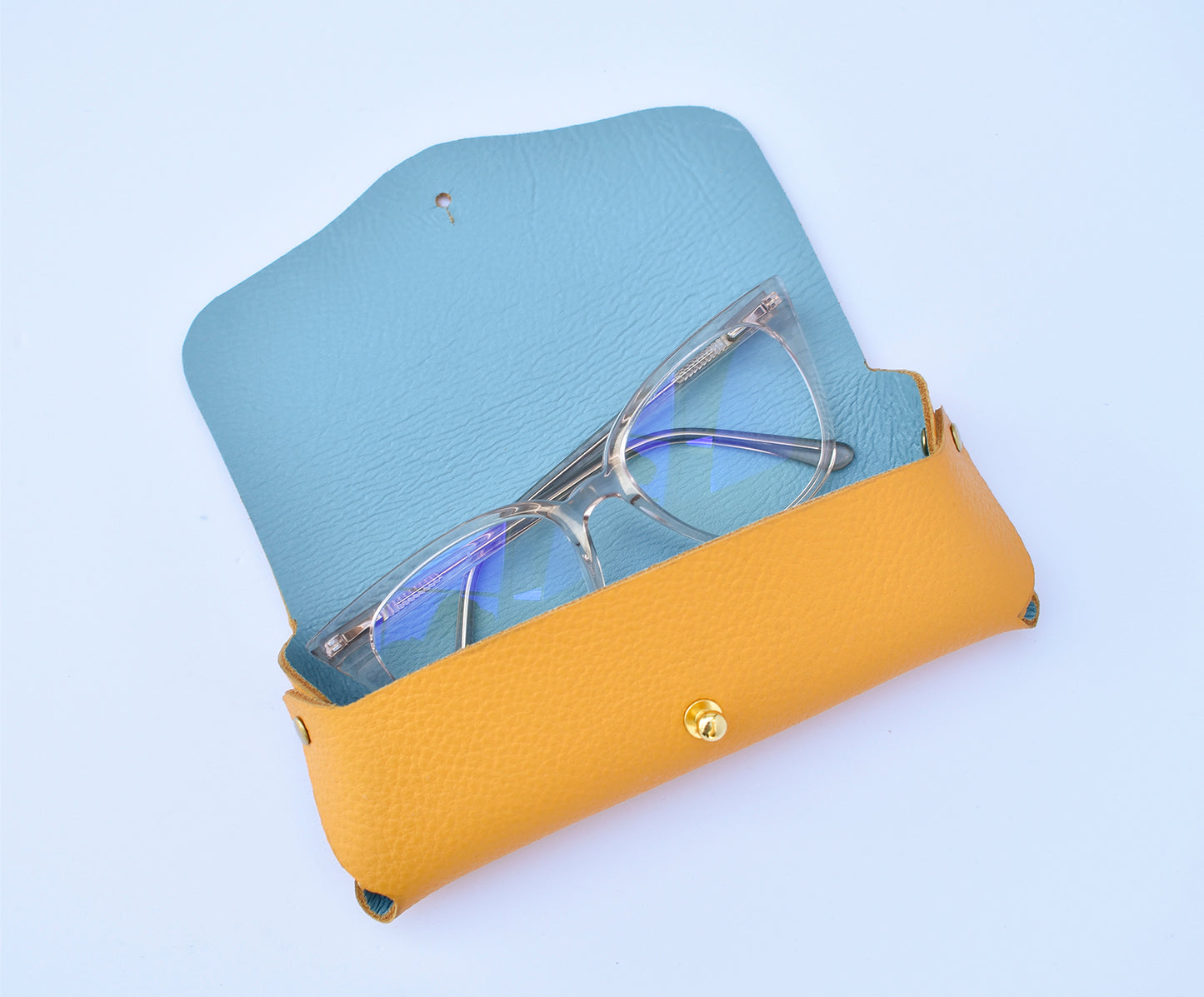 Leather Eyeglasses Case- YELLOW