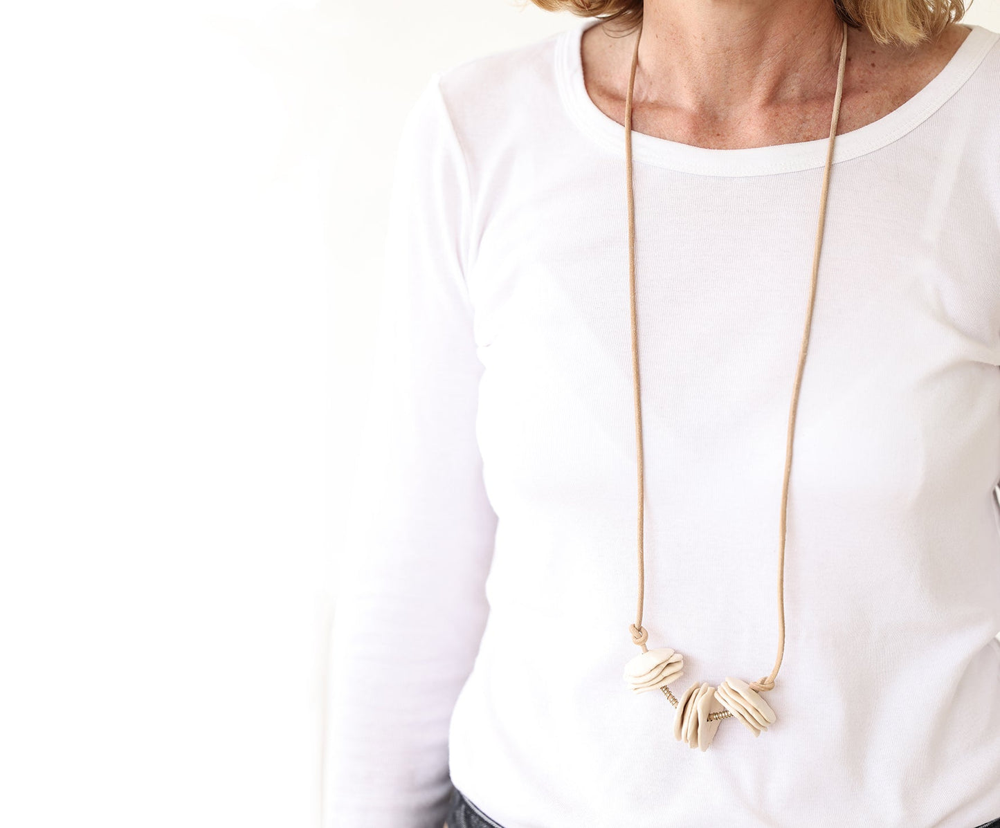 Leather Porcelain Pendant Necklace - celina mancurti - Necklace - -Distinctive and modern