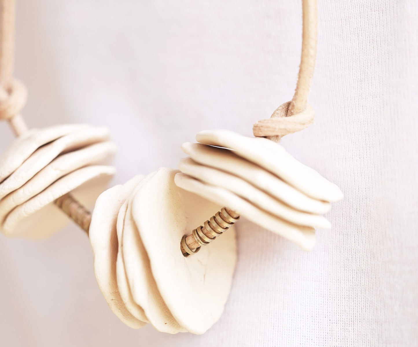 Leather Porcelain Pendant Necklace - celina mancurti - Necklace - -Distinctive and modern