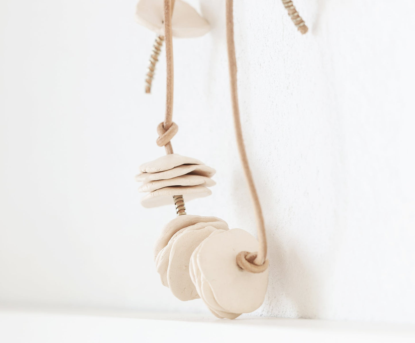 Leather Porcelain Pendant Necklace - celina mancurti - Necklace - -Distinctive and modern