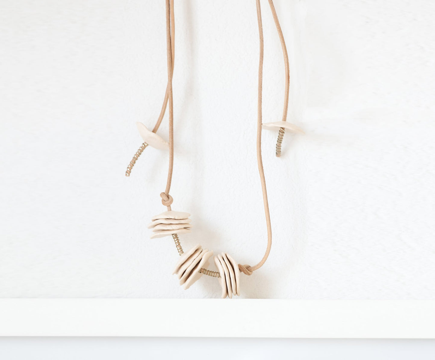 Leather Porcelain Pendant Necklace - celina mancurti - Necklace - -Distinctive and modern
