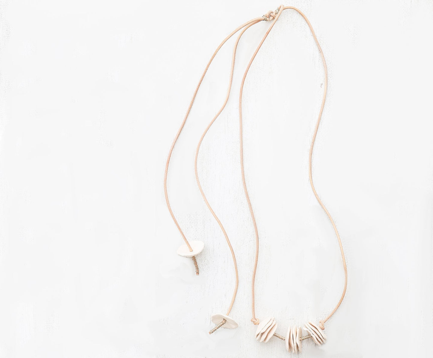 Leather Porcelain Pendant Necklace - celina mancurti - Necklace - -Distinctive and modern