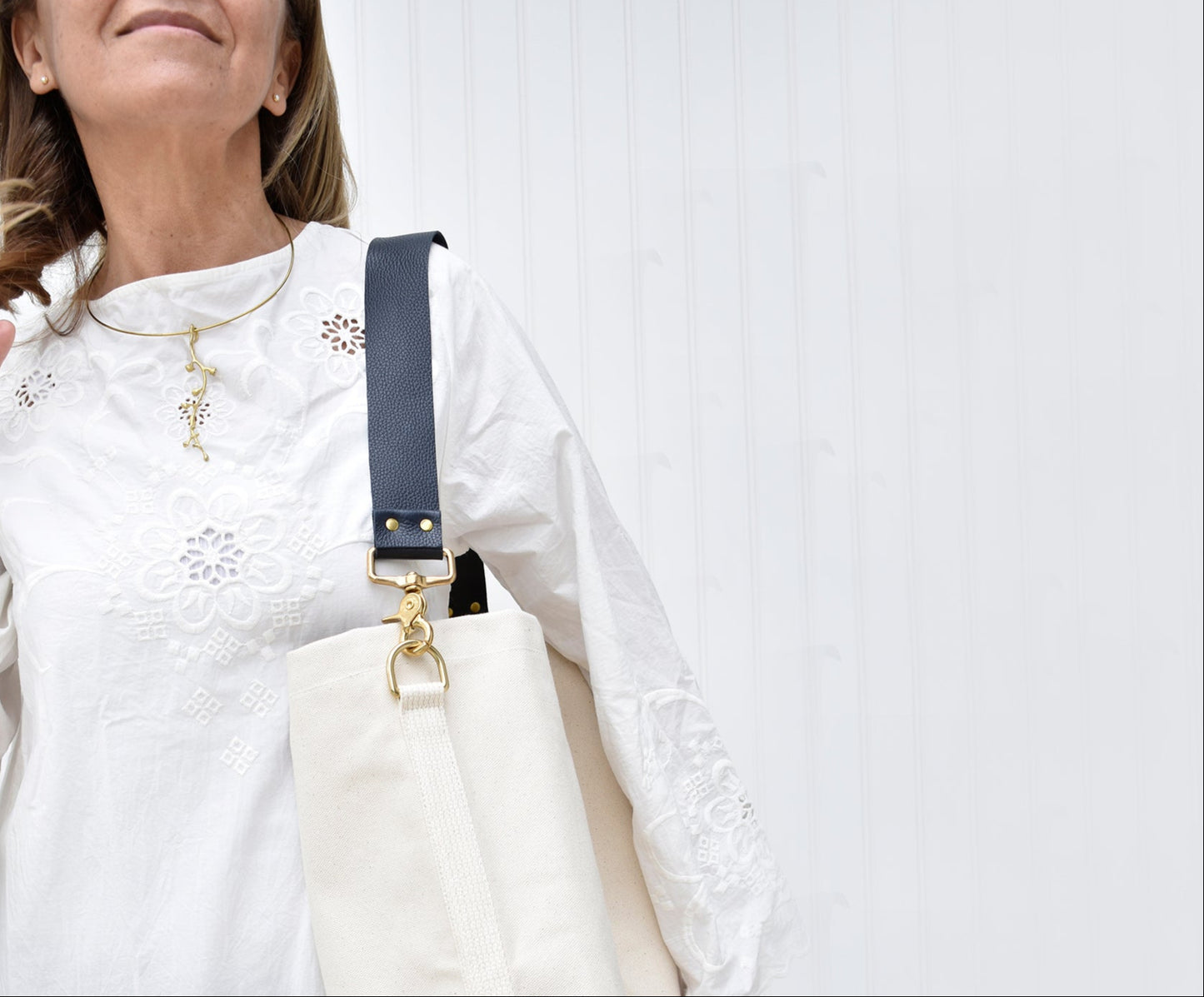Leather Strap Navy/Black- Tote Bag Accessory