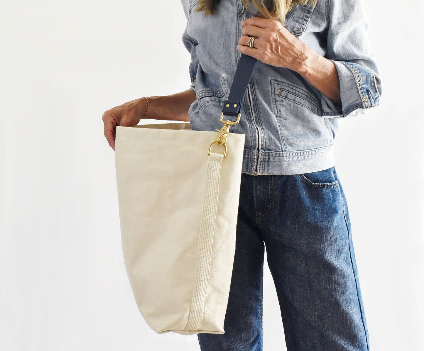 Leather Strap Navy/Black- Tote Bag Accessory