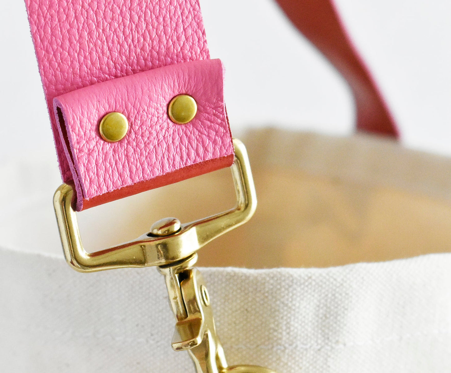 Leather Strap Pink/Red- Tote Bag Accessory