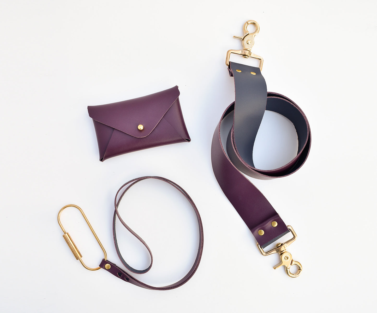Leather Strap- Reversible Cherry & Navy