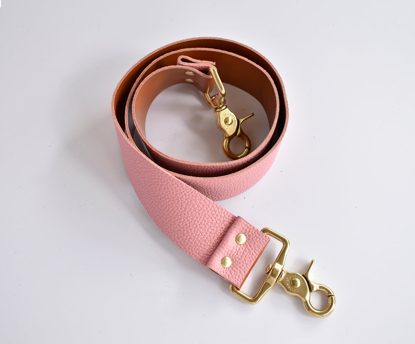 Leather Strap- Reversible Rose/Caramel