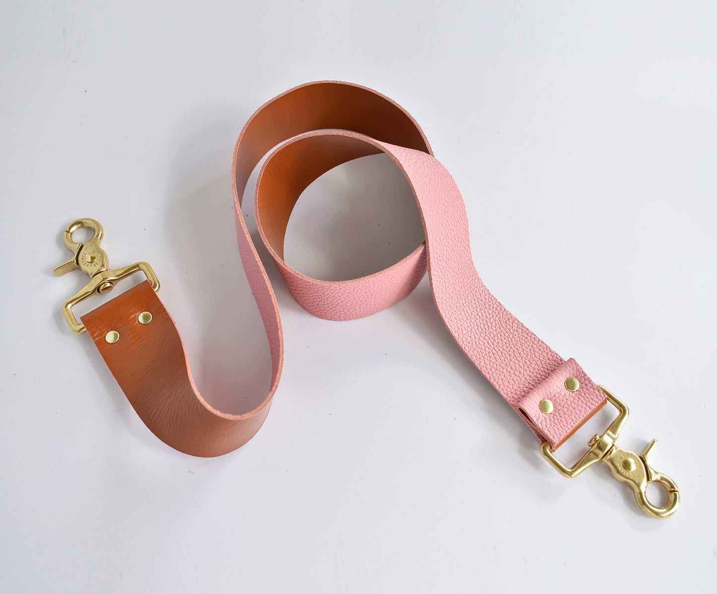 Leather Strap- Reversible Rose/Caramel