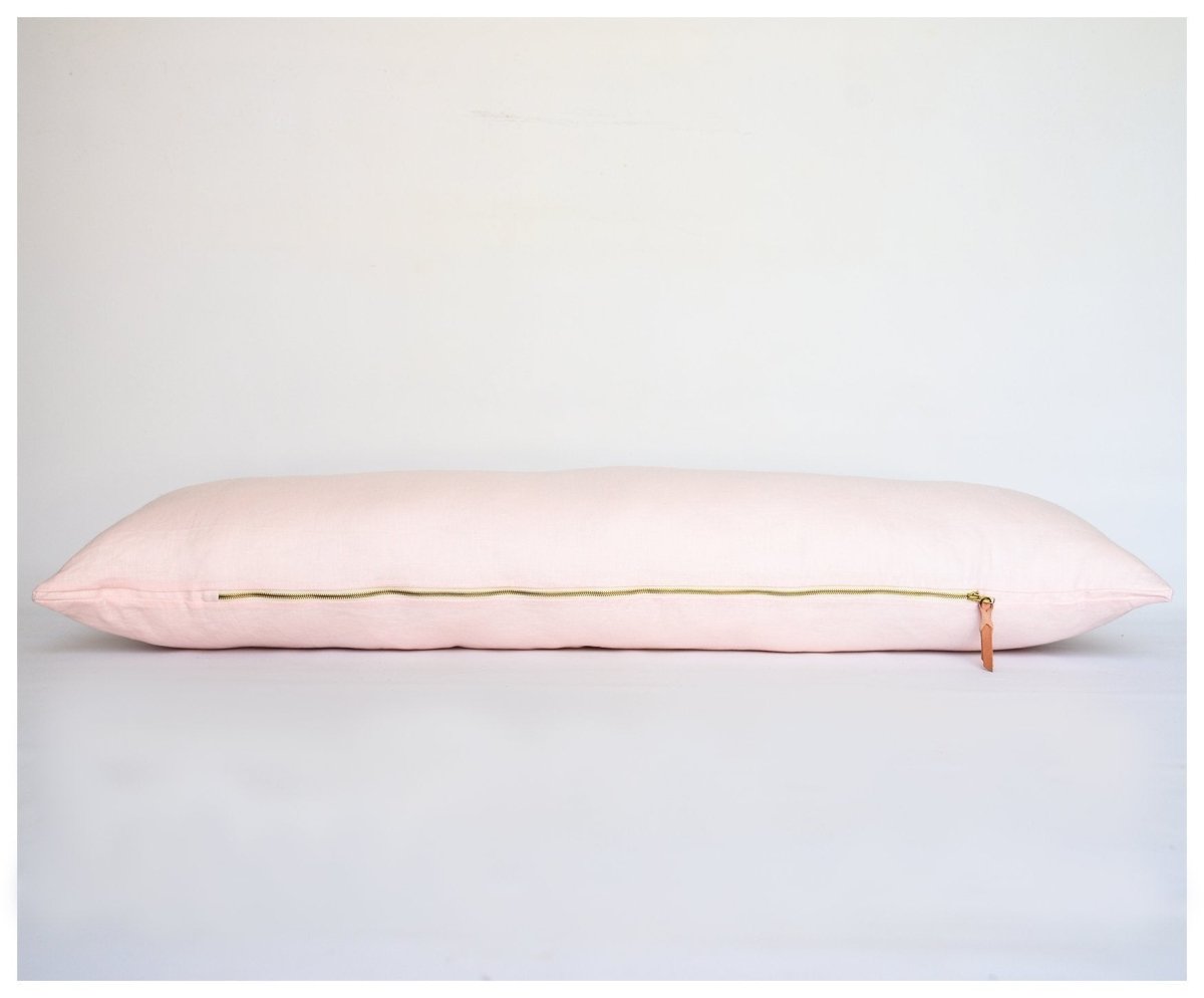 Linen Body Pillow - celina mancurti - pillow - Soft Pink - -pink - white-navy - oatmeal