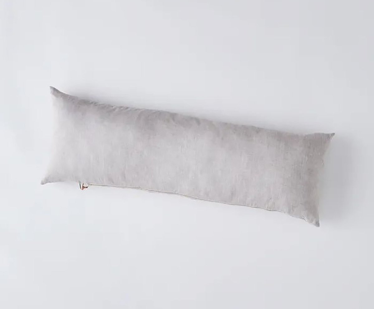 Linen Body Pillow - celina mancurti - pillow - Oatmeal - -pink - white-navy - oatmeal