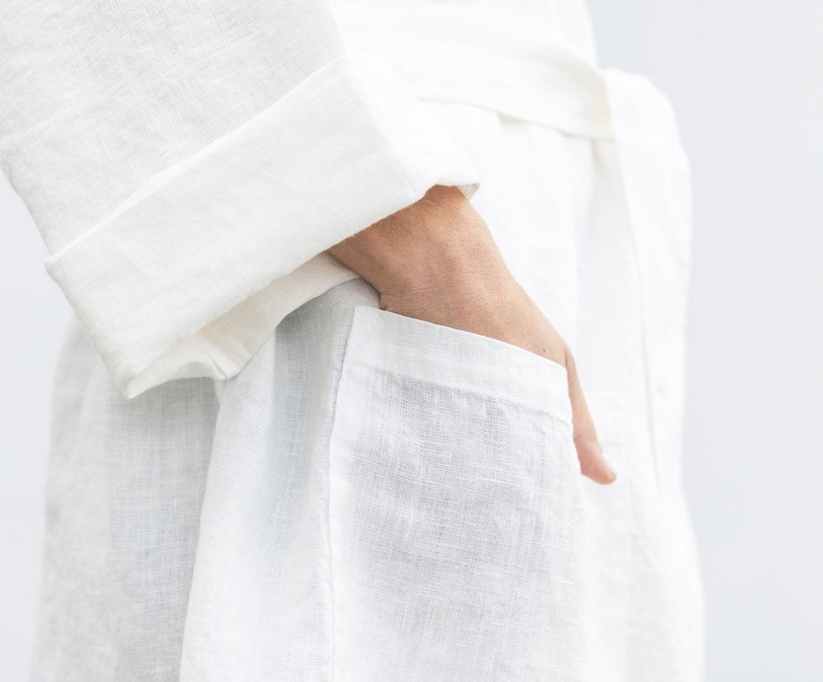 Linen Robe - Unisex - celina mancurti - robe - white - -One Size Fits All