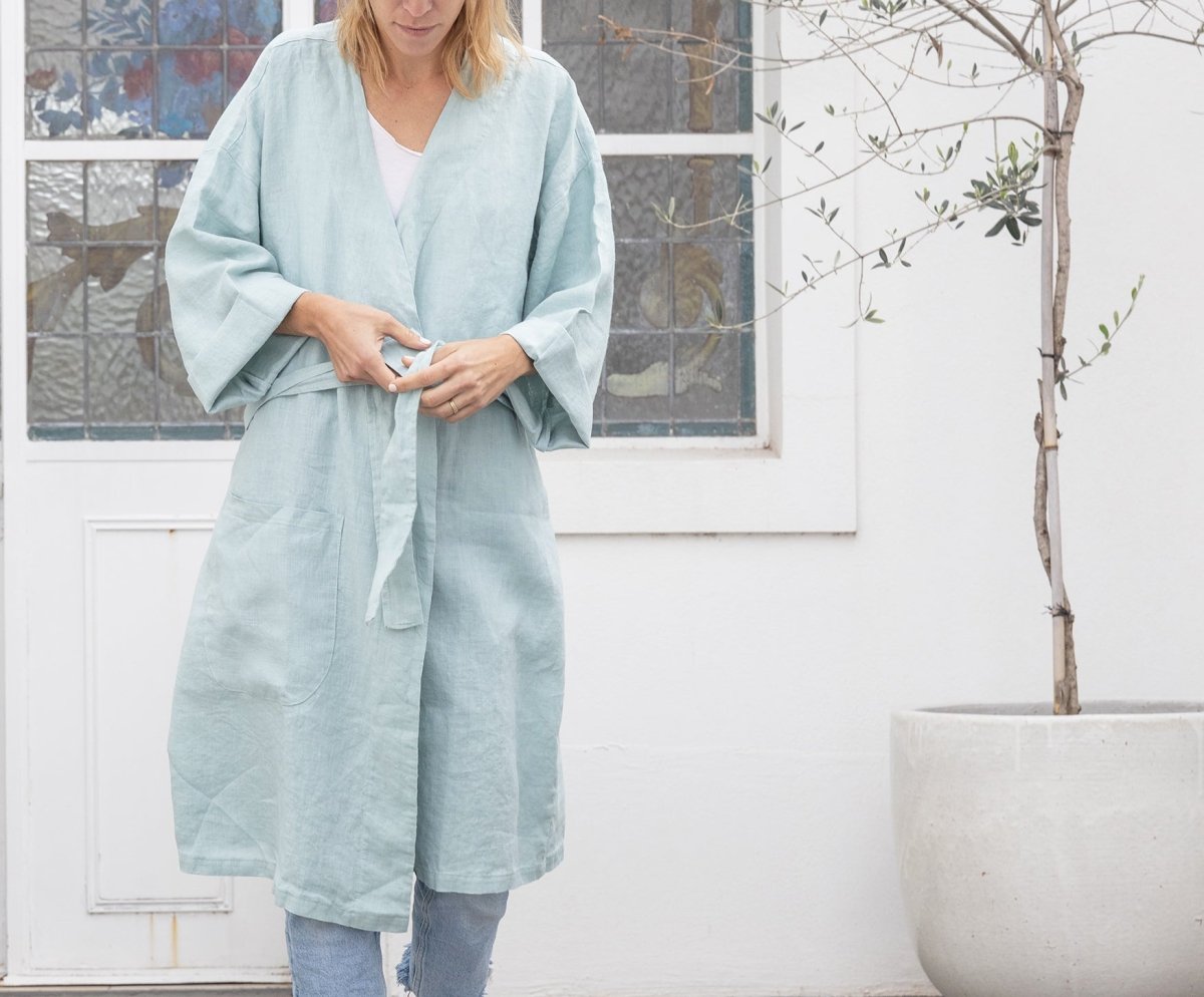 Linen Robe - Unisex - celina mancurti - robe - white - -One Size Fits All