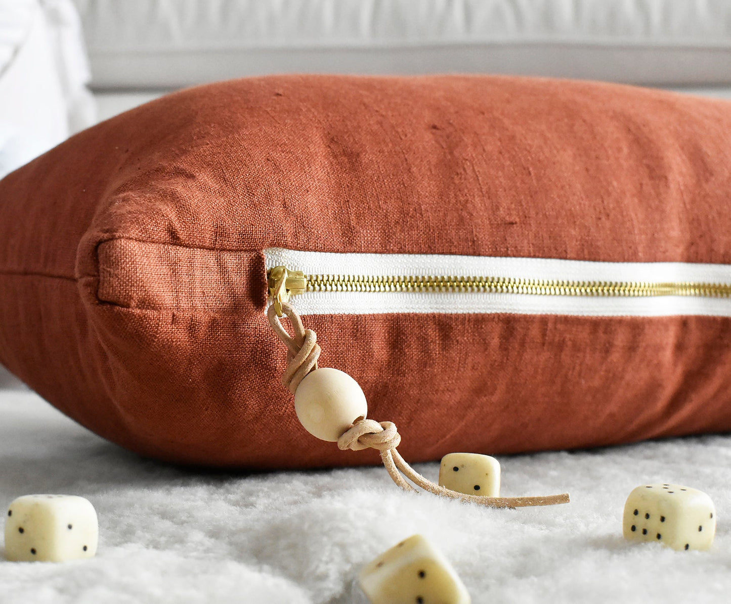 Long Lumbar Pillow Pure Linen