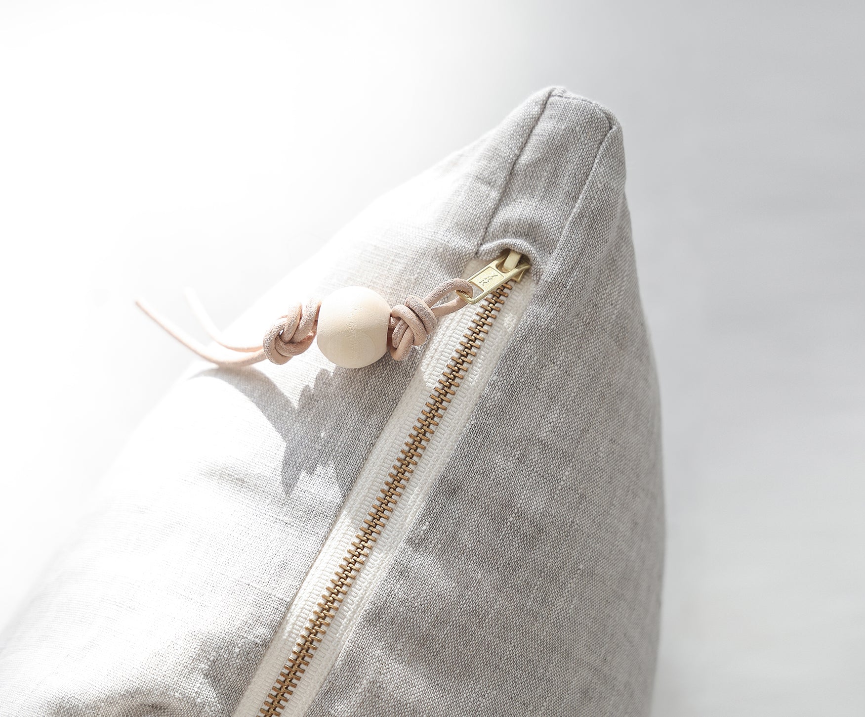 Lumbar Linen Pillow - Oatmeal - celina mancurti - pillow - Cover + Insert - -Hand embroidered