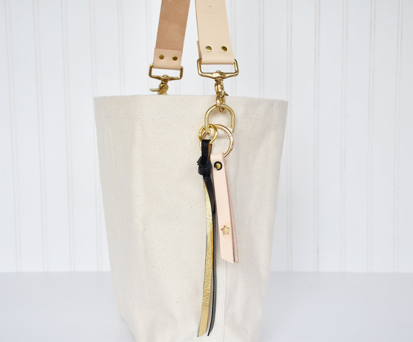 Mini Tote Bag with Leather Strap - Tan