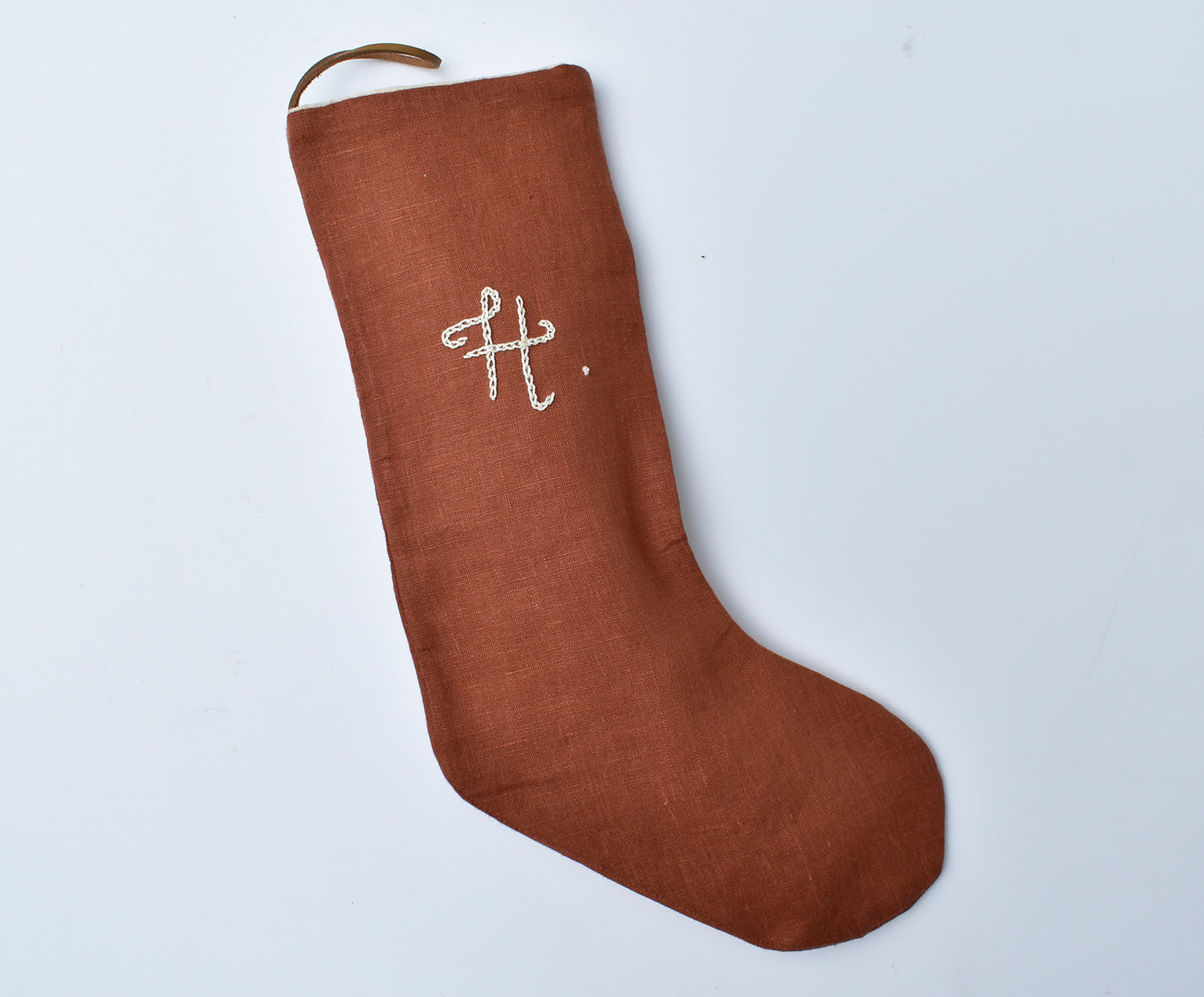 Monogrammed Linen Stocking
