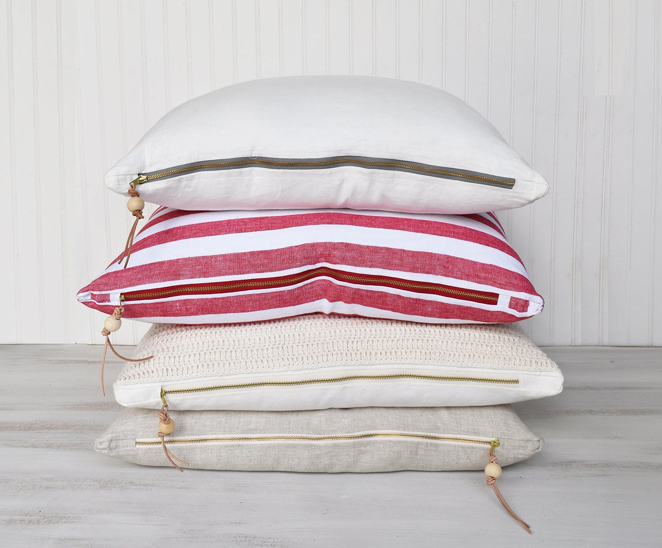 Off-White Washed Linen Pillow