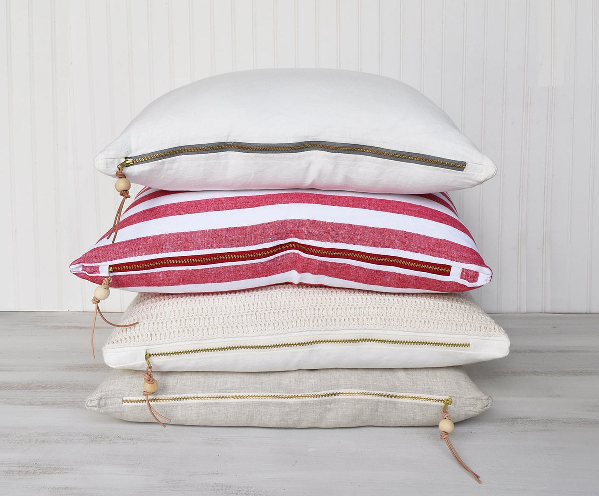 Off-White Washed Linen Pillow