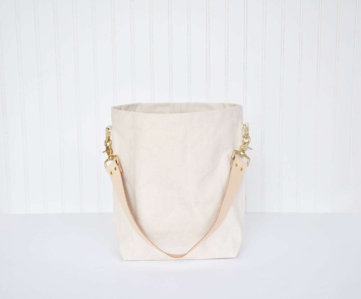 SMALL Tote Bag with Leather Strap - Tan