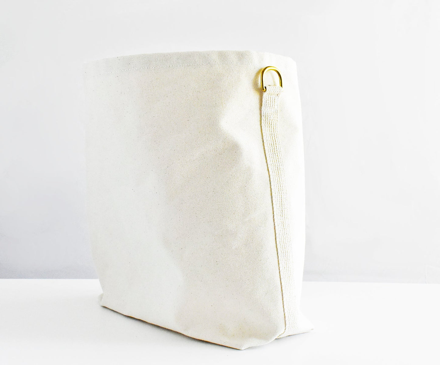 Tote Bag Ivory- Leather Strap Black/Gold