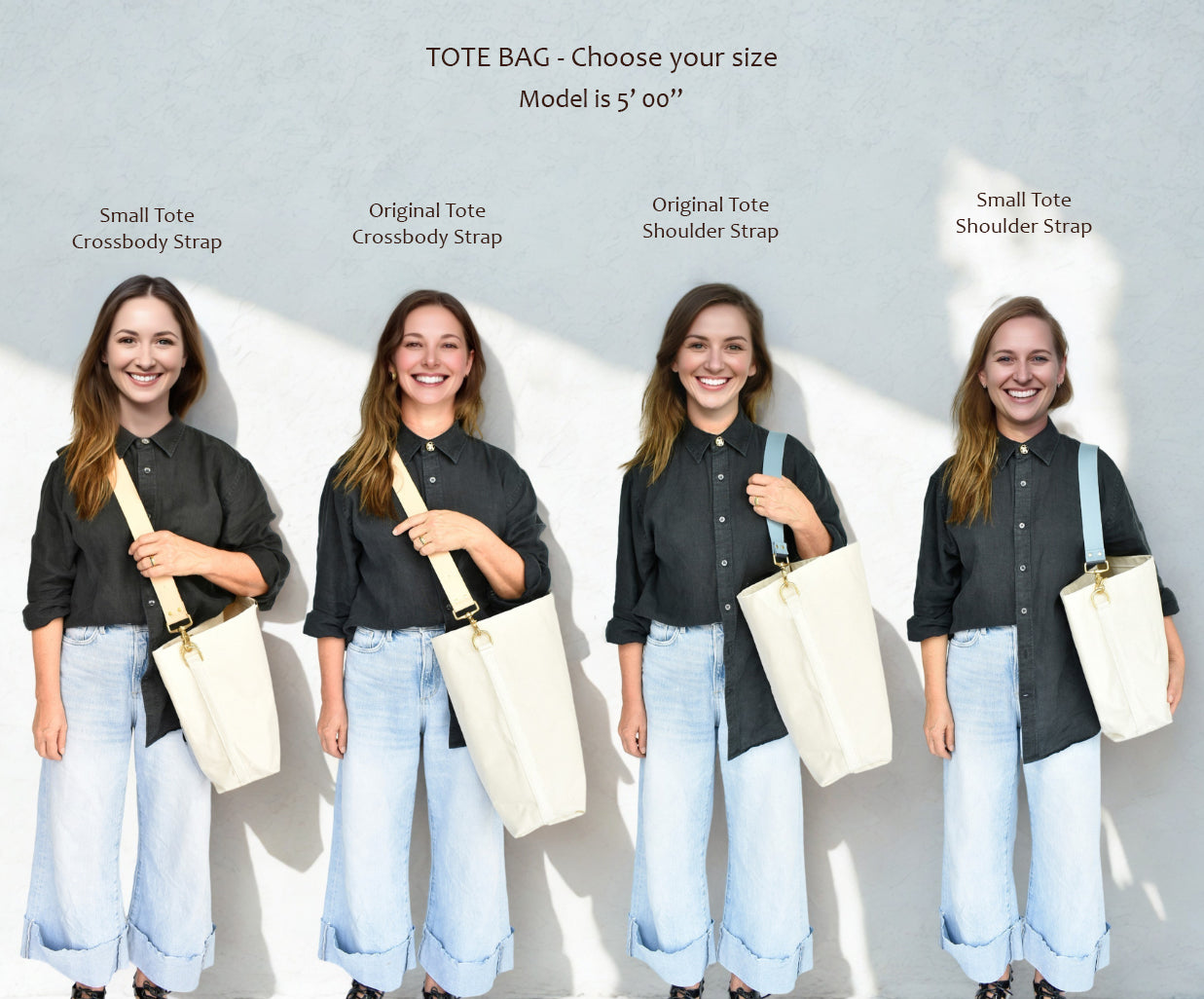 Tote Bag Ivory- Leather Strap Tan