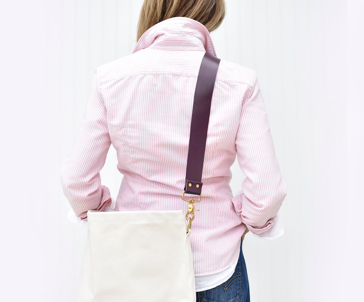 Leather Strap- Reversible Cherry & Navy
