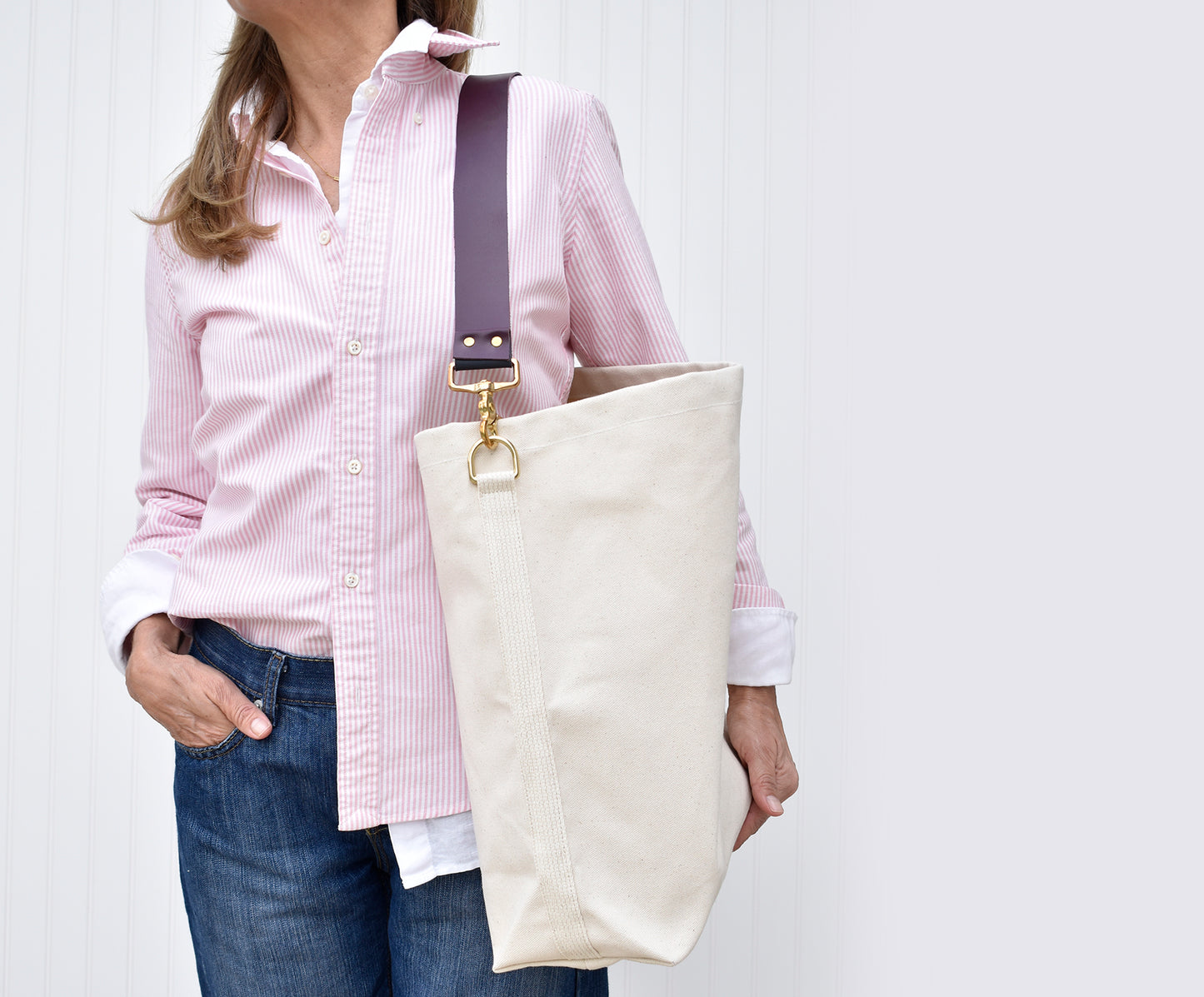 Leather Strap- Reversible Cherry & Navy