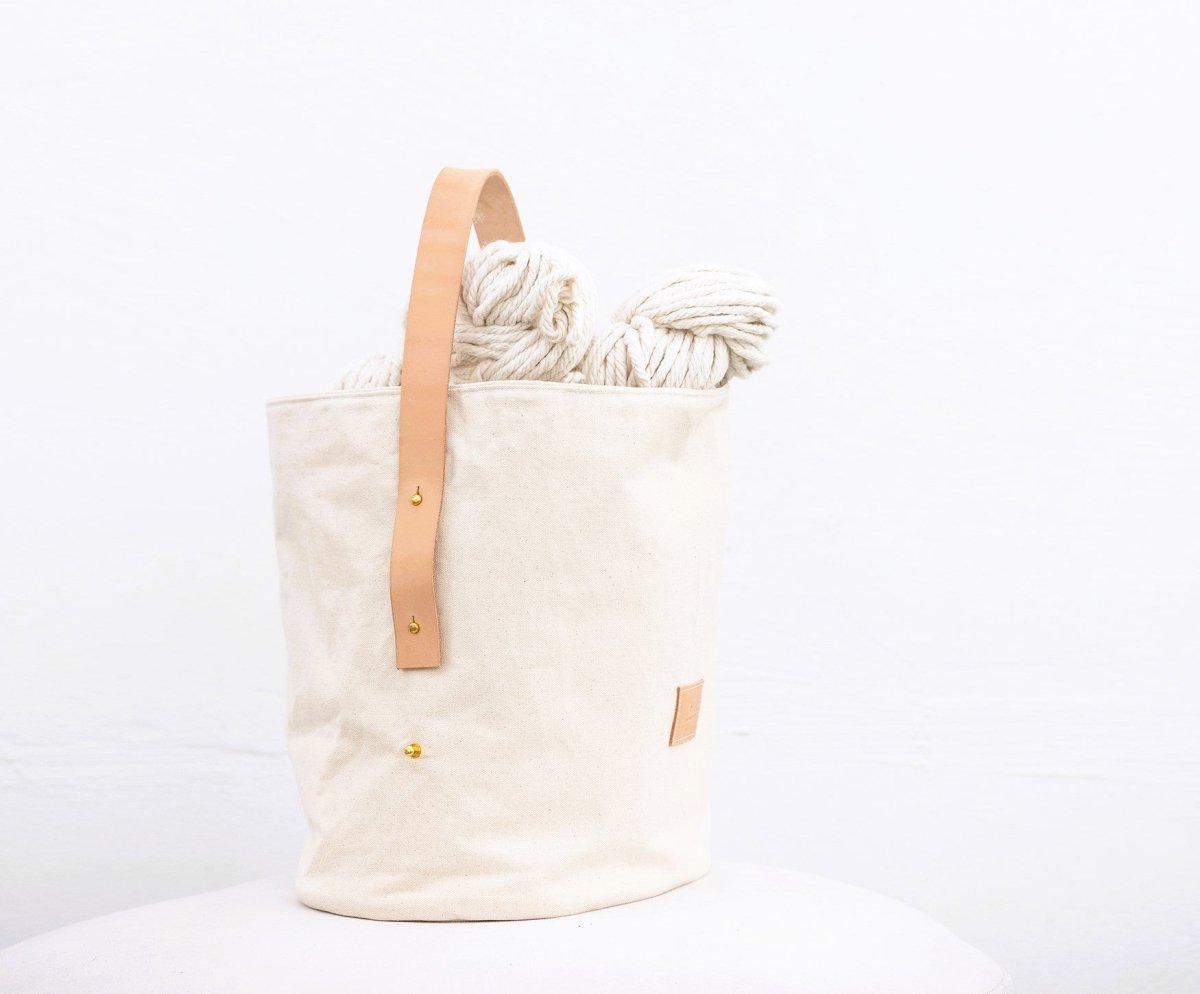 VIDA Canvas Basket - celina mancurti - store bin - -Cotton & Leather