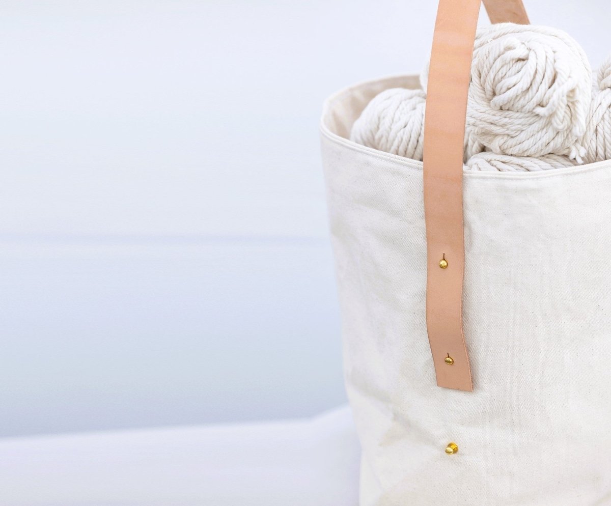 VIDA Canvas Basket - celina mancurti - store bin - -Cotton & Leather