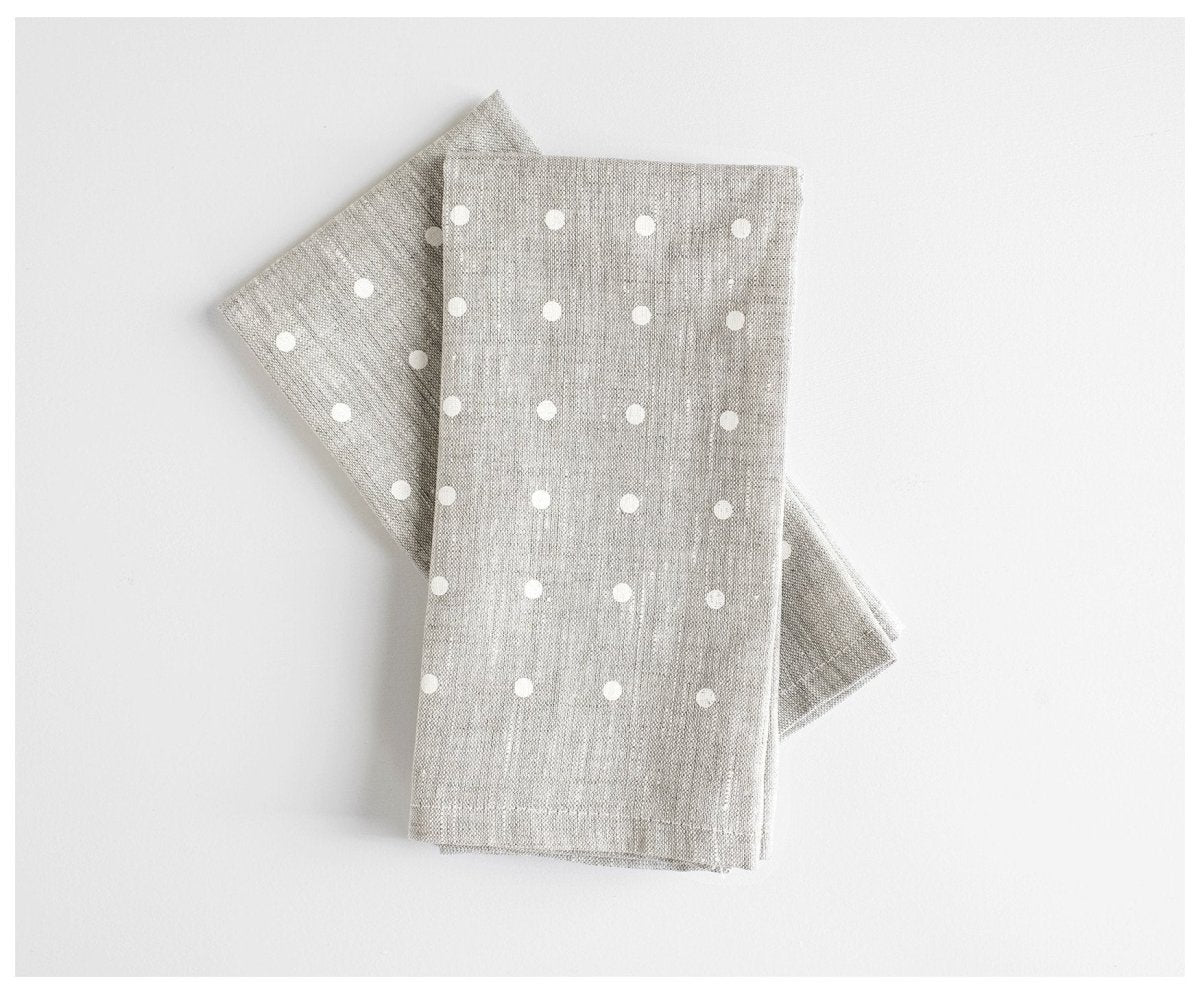 White Dots Linen Napkin - celina mancurti - napkins - -set of 2