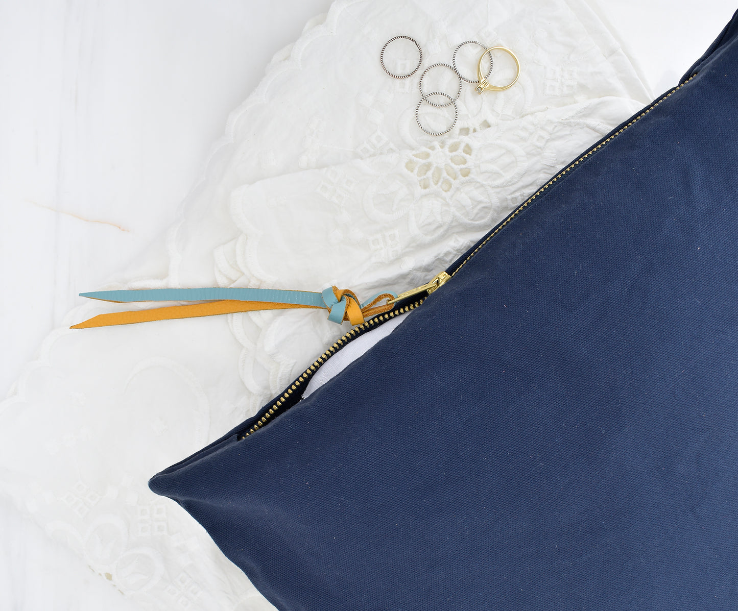 Zipper Pouch- Navy Canvas Prewashed